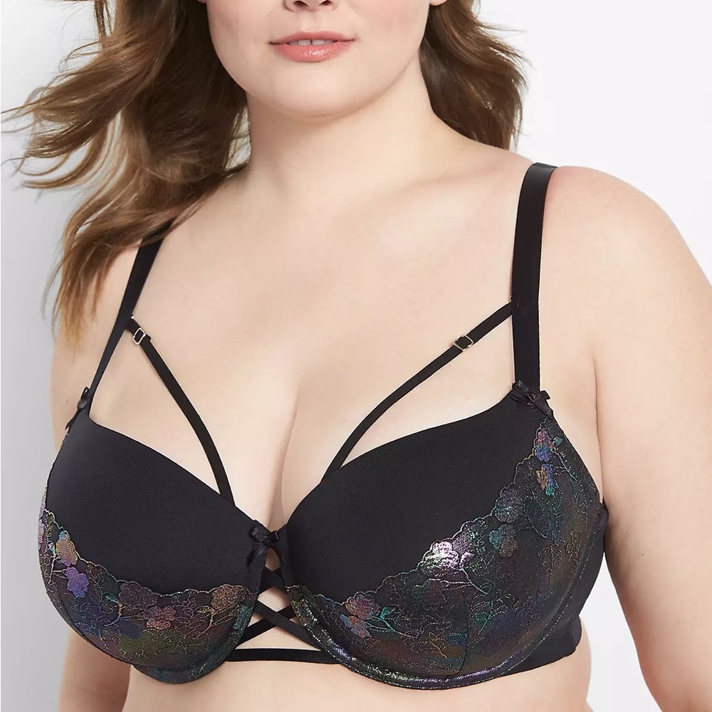 Cacique NWT Rainbow Metallic Embroidery Boost Balconette Bra 42DD